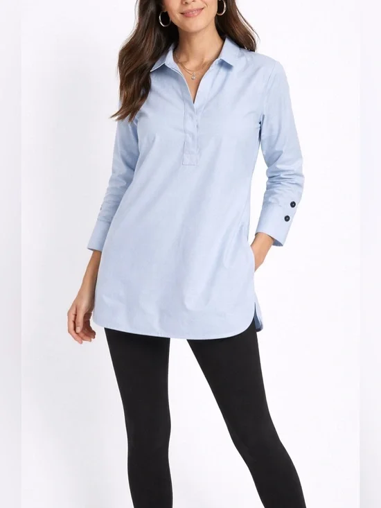 Chicos tunic blouse no iron baby blue size medium Chicos 1 - Picture 1 of 8